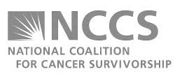 Logo of the National Coalition for Cancer Survivorship, featuring a stylized ribbon and text promoting cancer survivorship.