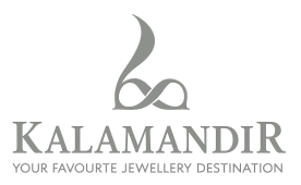 Ornate logo with a decorative emblem at the top, the letter "k" in the center, and the text "KALAMANDIR JEWELLERS" in bold serif font below.